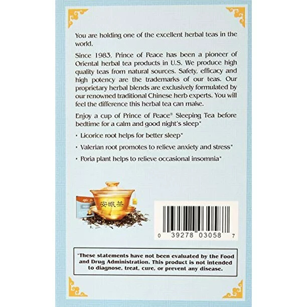 Prince Of Peace Sleeping Valerian Root Herbal Tea Bags 18 Count
