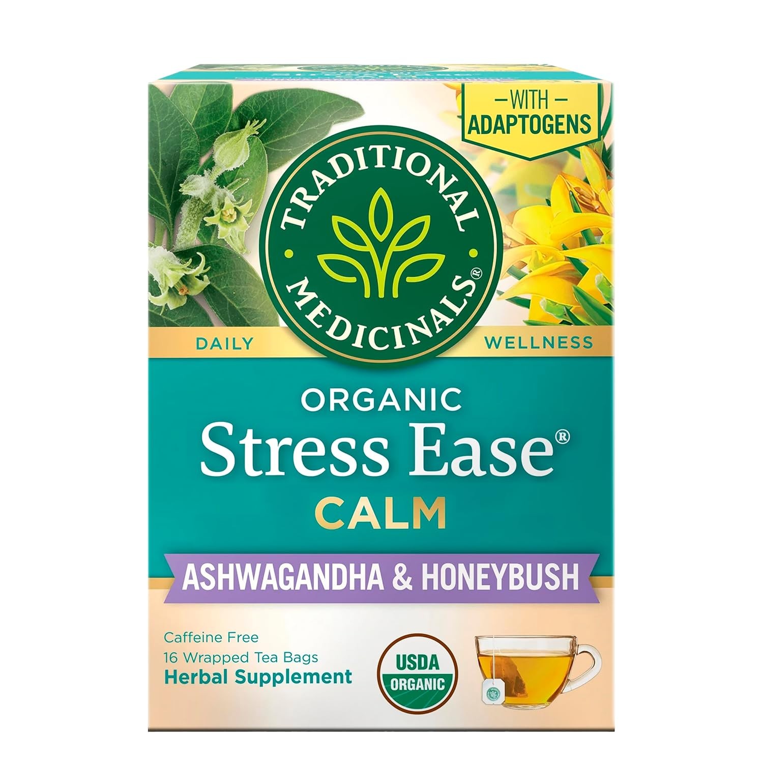 Traditional Medicinals Organic, Stress Ease Calm with Adaptogens, Ashwagandha &