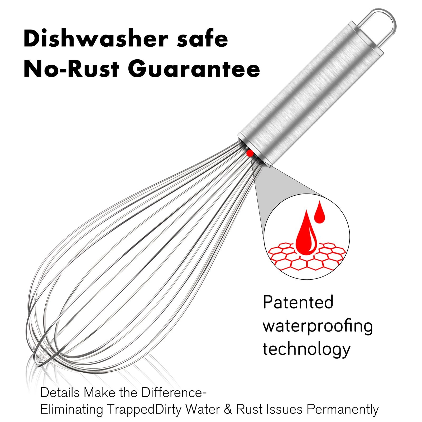 OYV 304 Stainless Steel Whisk Set, Dishwasher Safe 12×3 inch, Silver