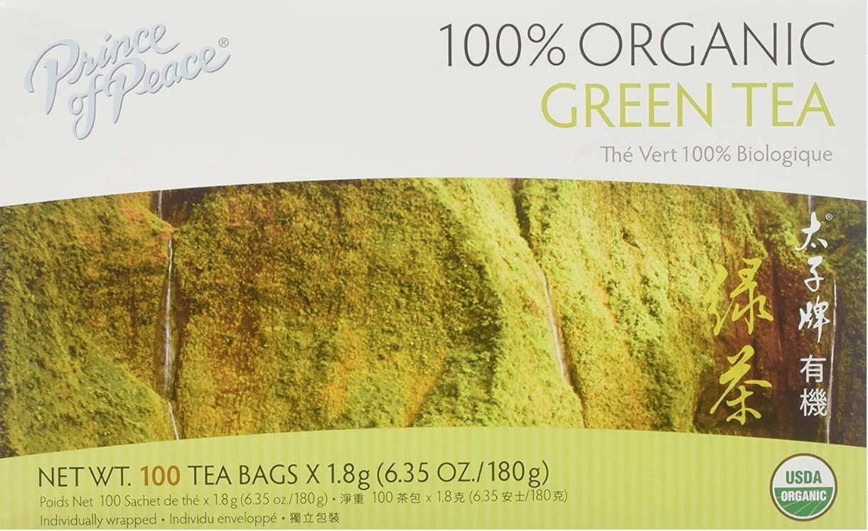Prince of Peace Organic Green Tea, 100% Natural 6.35 Oz / 180g – 100 Tea Bags