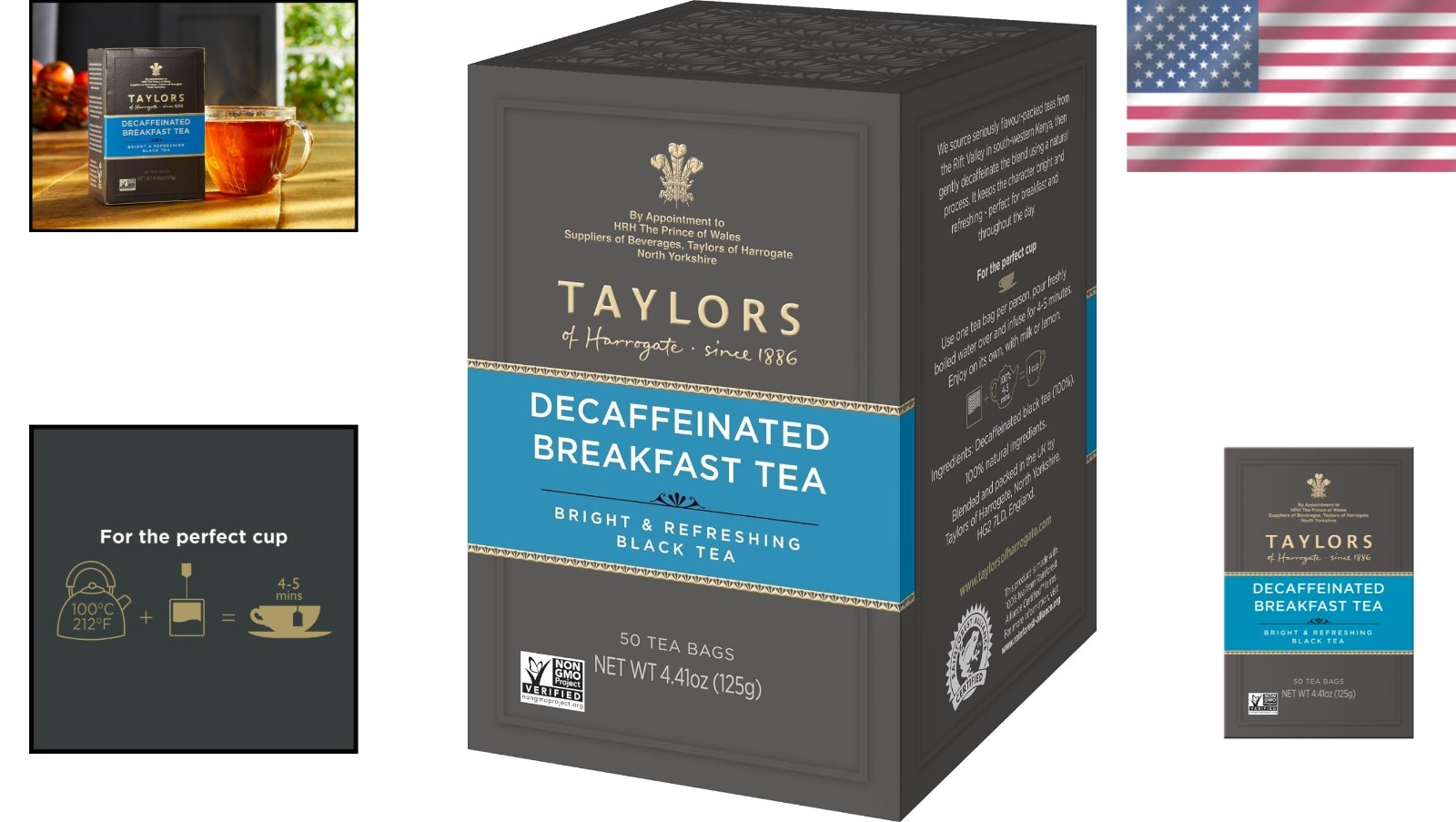 Decaffeinated Breakfast Black Tea – 50 Pillow Bags, Perfect Anytime Enjoyment
