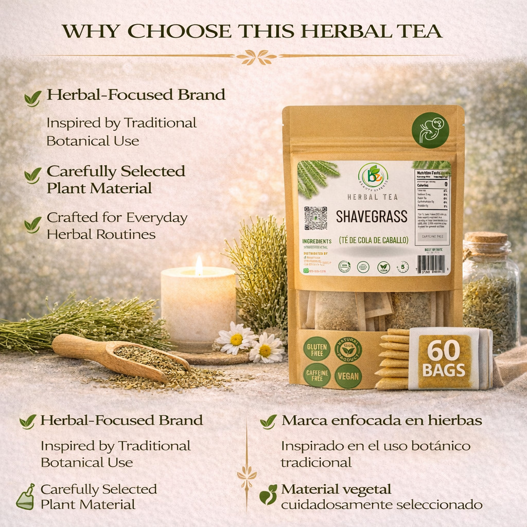 Cola de Caballo Té (Shavegrass/Horsetail Tea) – 60 Tea Bags – 100% Natural, Vega