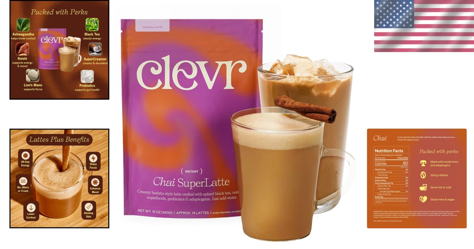 Artisanal Chai SuperLatte – Instant Blend with Coconut & Spices – 50mg Caffeine