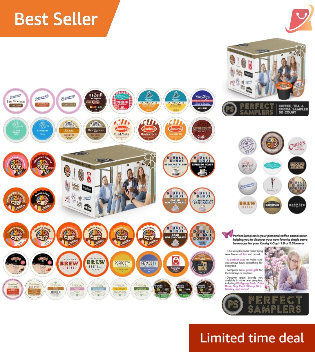 Coffee Tea Hot Chocolate Variety Pack 50 Pods Compatible Keurig Winter