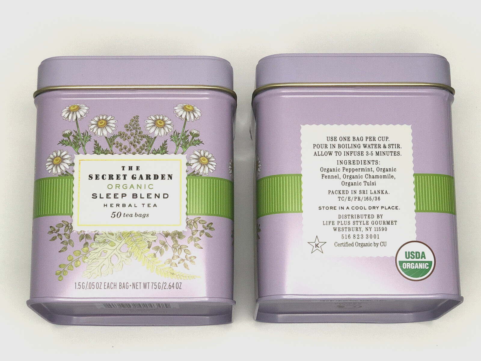 NEW Lot of 2 The Secret Garden 🫖 Organic Sleep Blend Herbal Tea Tins 100 Bags