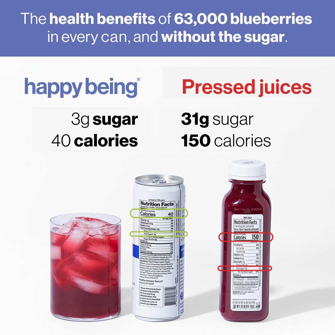 Nutrient-Rich Organic Blueberry White Tea,Low Calorie&Low Sugar drinks,4 Pack…