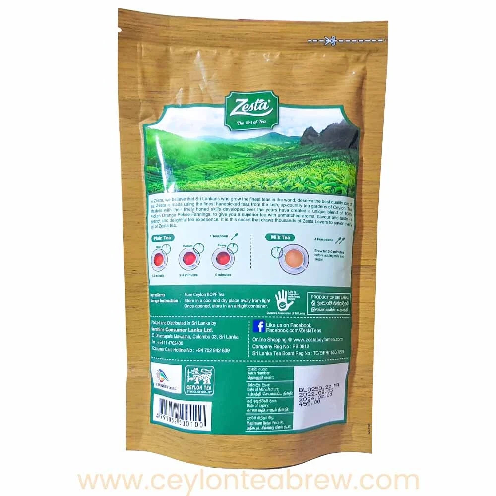 Zesta Ceylon pure Black tea Organic Tea Bags Premium BOPF Healthy slimming tea