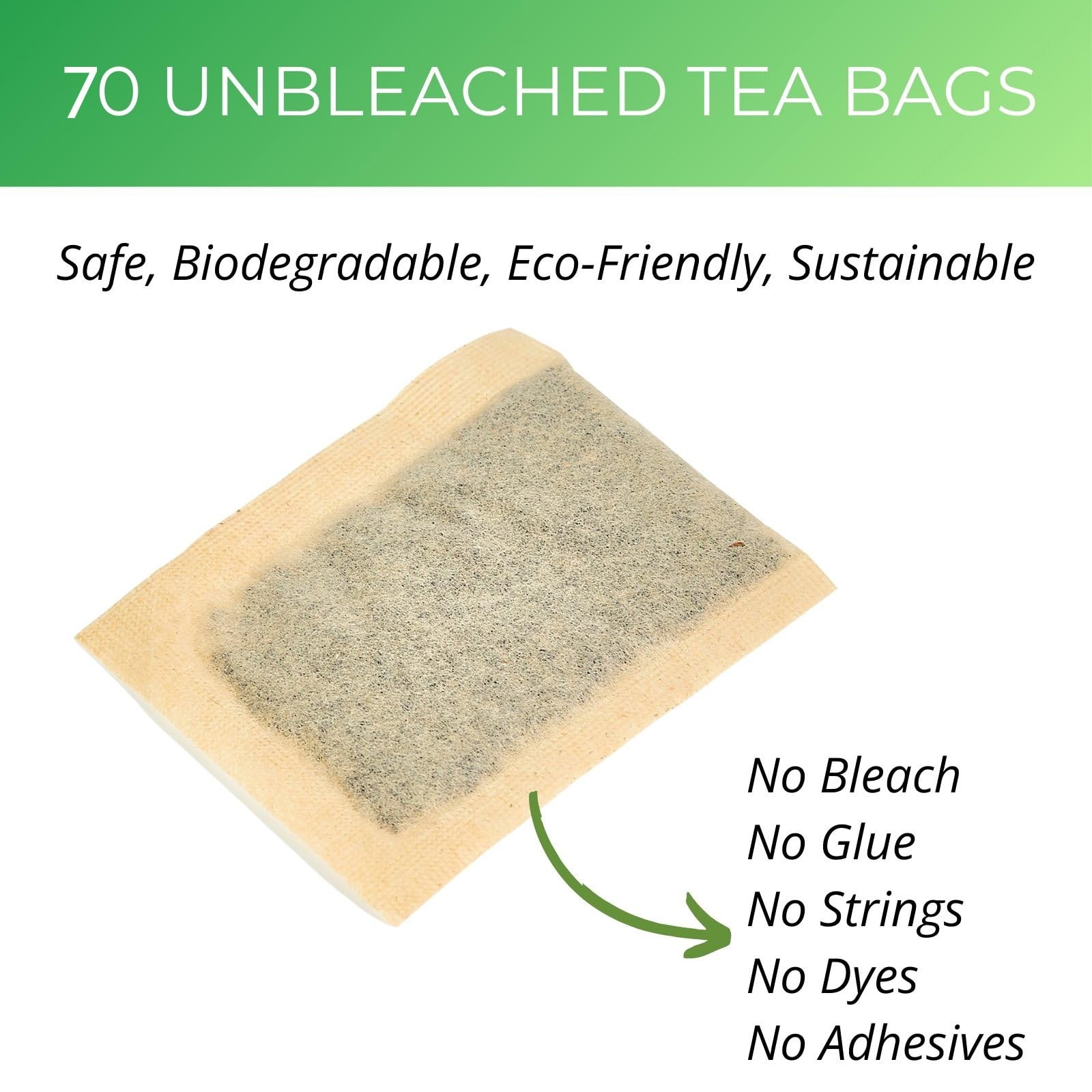 Organic Green Tea Bags| 70 Count Unbleached ECO-Conscious Chinese Green Tea P…
