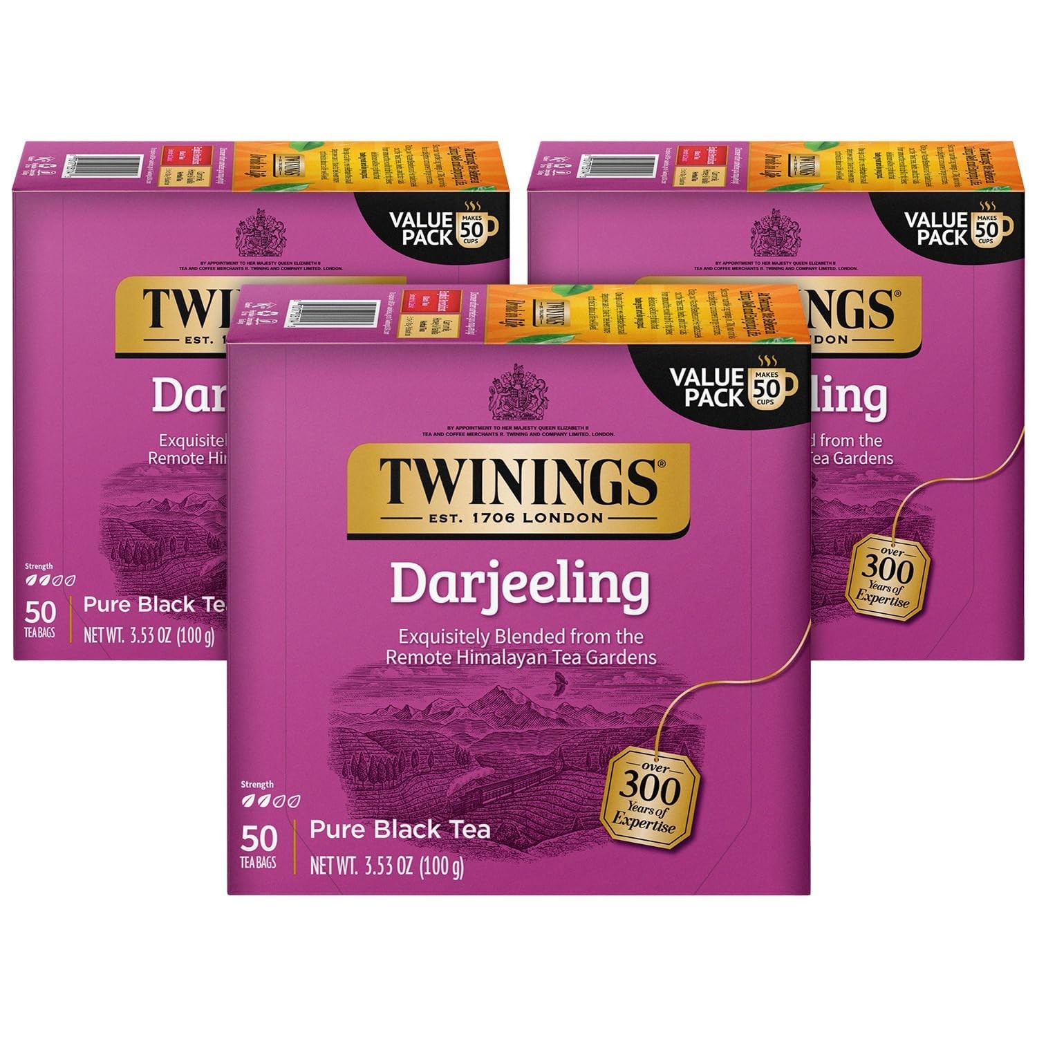 Twinings Darjeeling Tea – A Delicate, Dry Black Tea, 50 Count (Pack of 3)