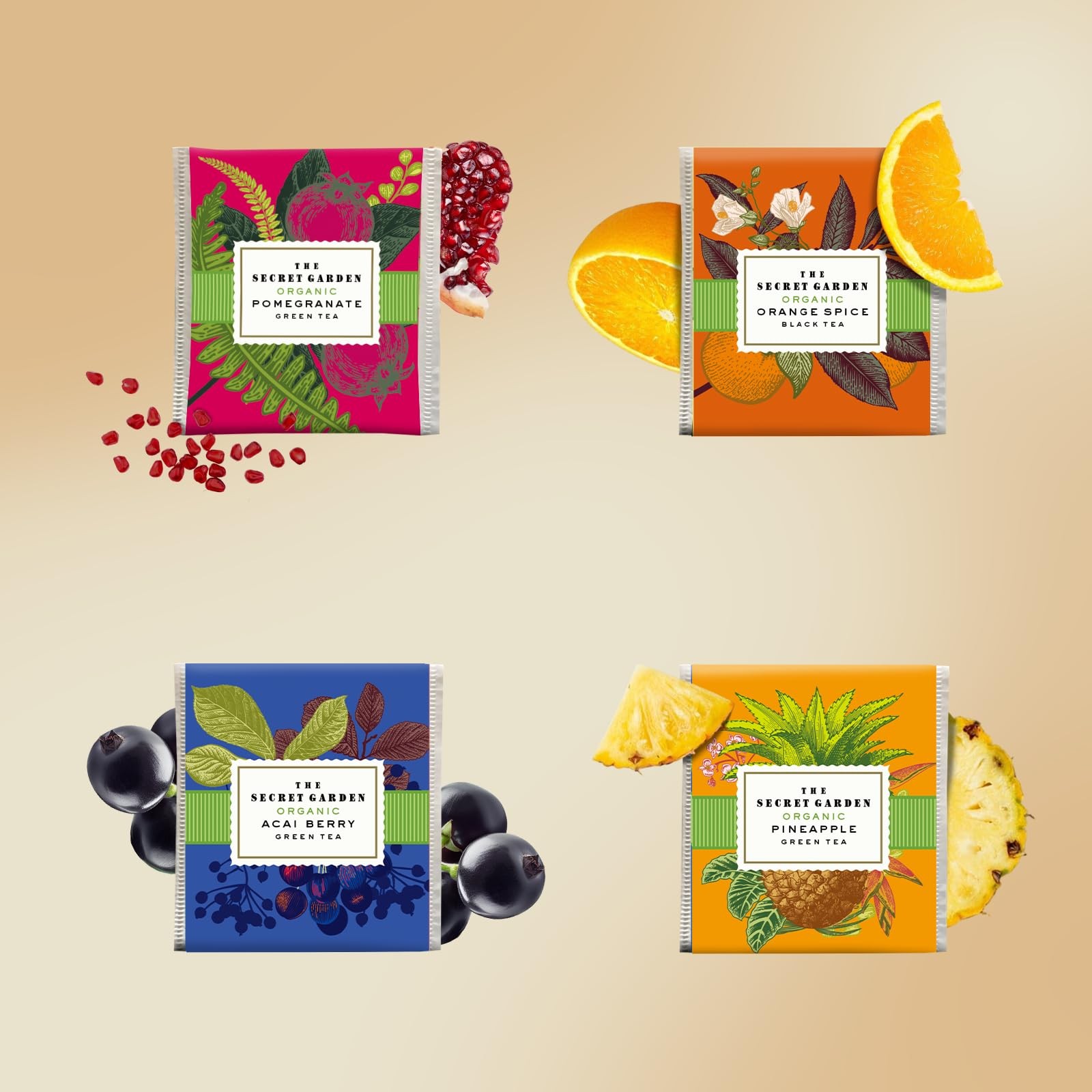 The Secret Garden Organic Tea Gift Set 80 Tea Bags 8 Flavors Green & Black As…