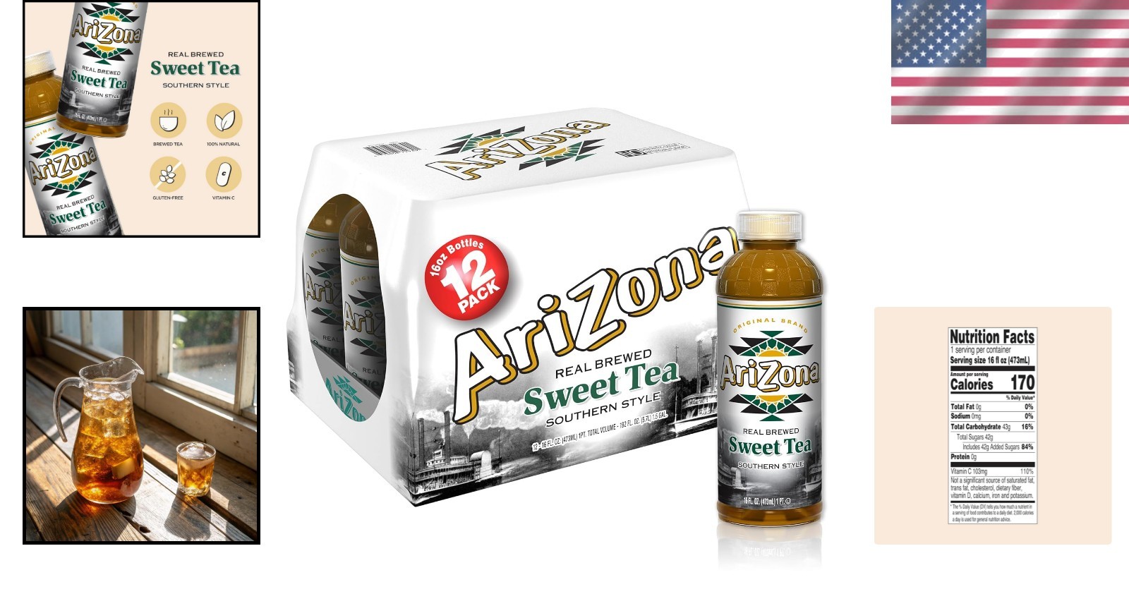 Sweet Tea Bliss – 16 Fl Oz Bottles (12 Pack), Plant-Based & Herbal Refreshment