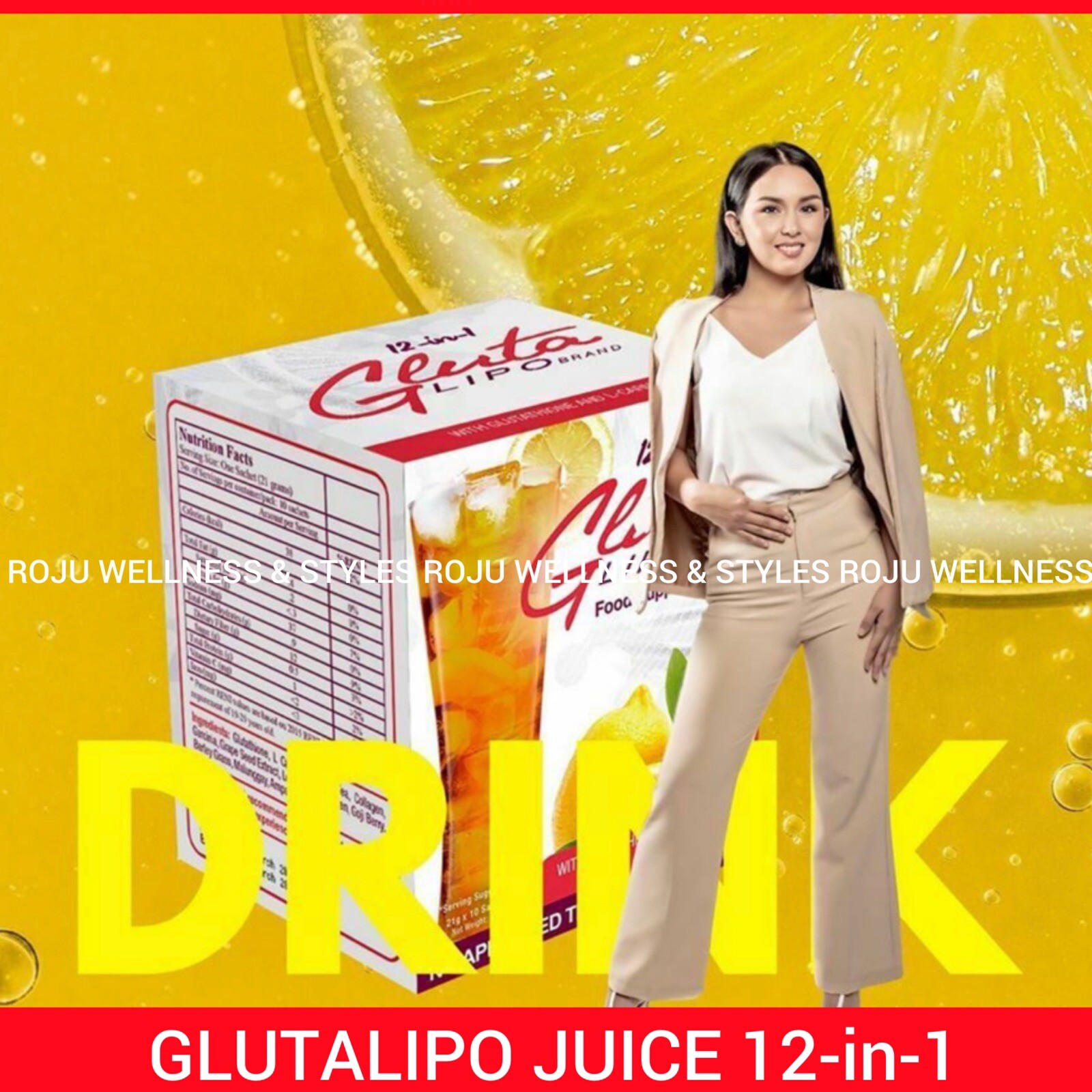 Glutalipo 12-in-1 Juice Lemon Flavor, 1 Box, 10 Sachets – US Franchisee