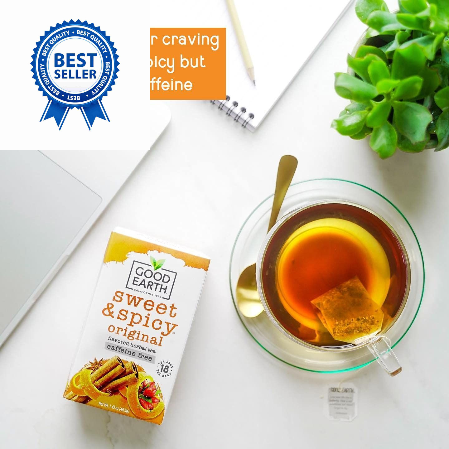 Good Earth Herbal & Black Tea, Sweet & Spicy, 18 Tea 18 Count (Pack of 1)