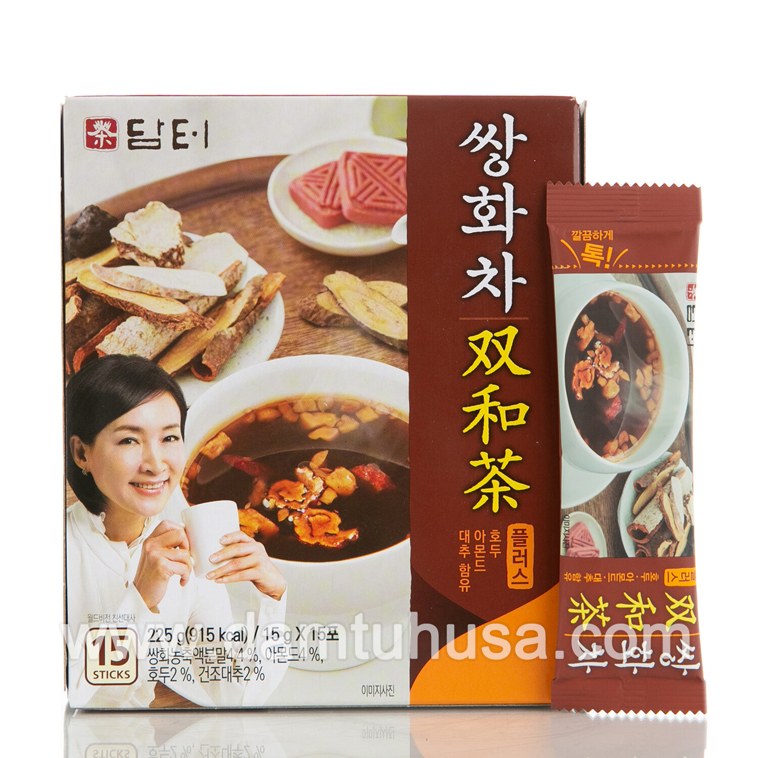 DAMTUH Korean Herbal Healthy Tonic Tea (Ssanghwa Tea) 15 Pcs, Nuts Topping