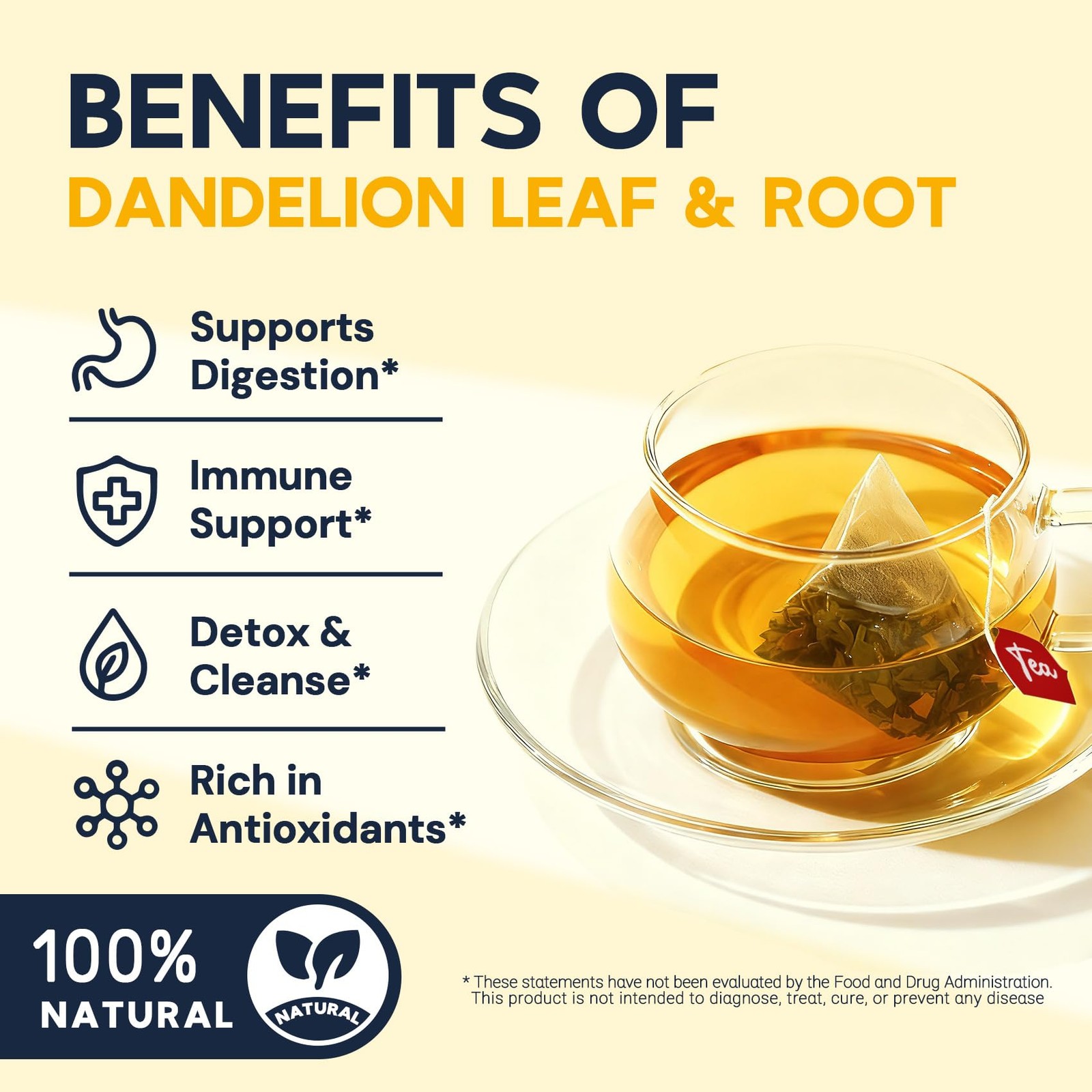 Caffeine-Free Dandelion Herbal Tea – 100 Sugar-Free Teabags for Wellness
