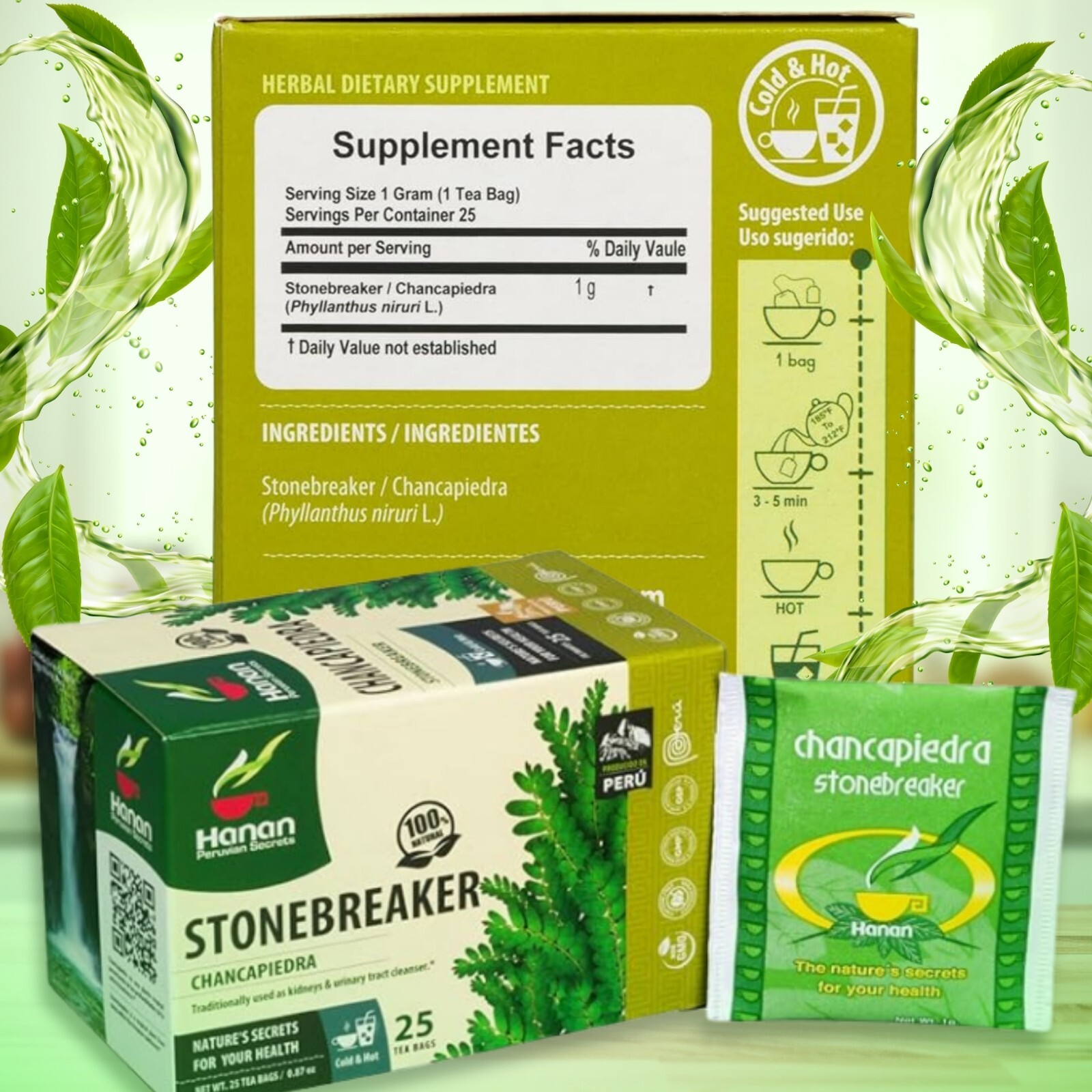 Chanca Piedra Tea 50 Teabags – Herbal Stone Breaker Tea from Peru Chanca Hierba