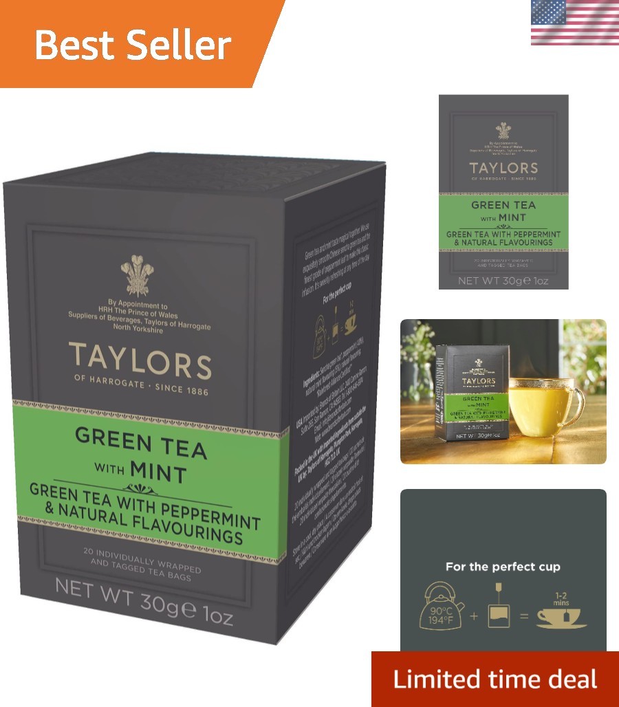 Sustainable Green Tea with Mint – 20 Bags Each in 6 Pack for Anytime Refreshment