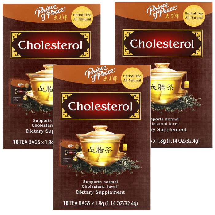 Prince of Peace Cholesterol Herbal Tea 18 Pckts Each (Pack of 3)