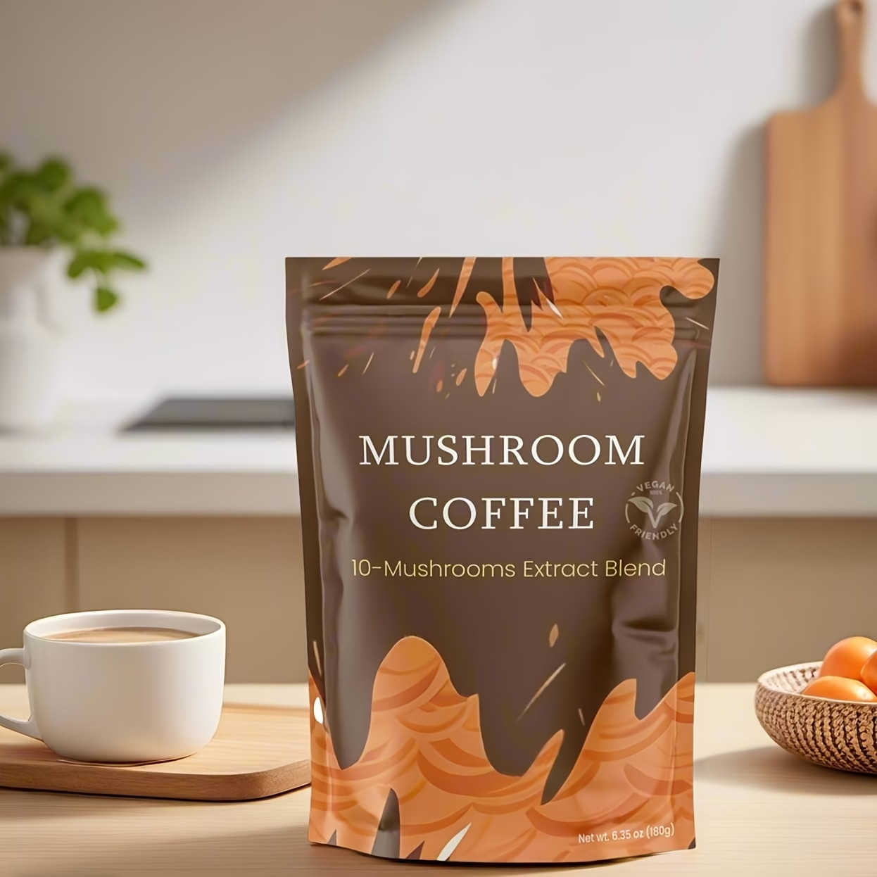 Instant Mushroom Coffee with Turkey Tail & Tremella Extracts Gluten-Free