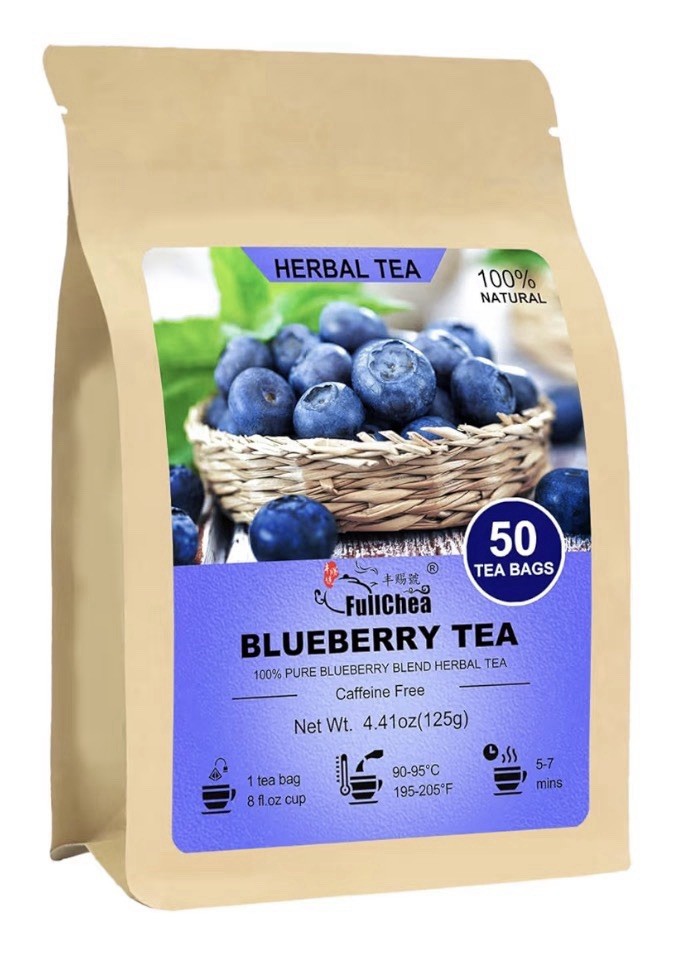 FullChea Blueberry Tea Herbal Tea Natural Caffeine Free 50 Tea Bags