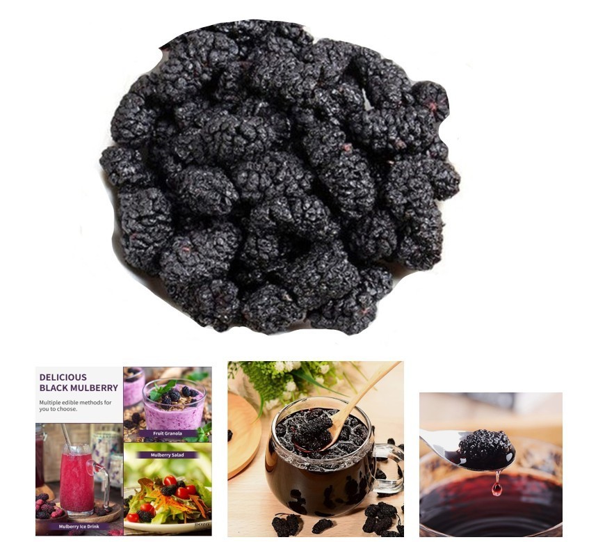President Dried Black Mulberries 10oz Fruit Tea Sun-dried Mulberries Snack Vegan