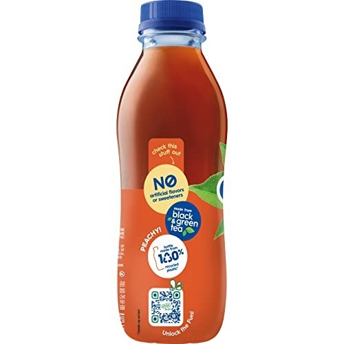 Peach Tea Beverage, 16 oz Recycled Plastic Bottles, Pack of 12 – Refreshing Drin
