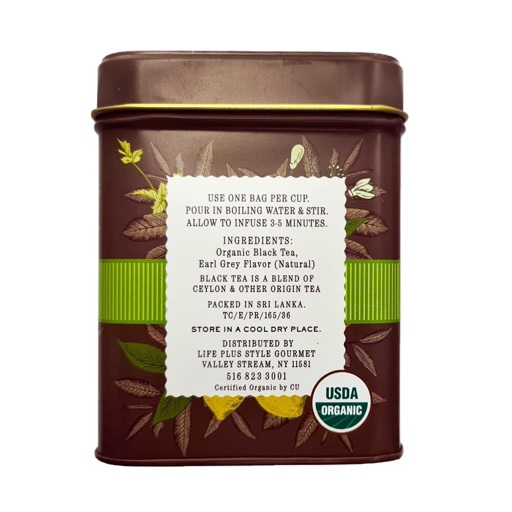 THE SECRET GARDEN ORGANIC EARL GREY BLACK TEA 50 TEA BAGS IN REUSABLE TIN.