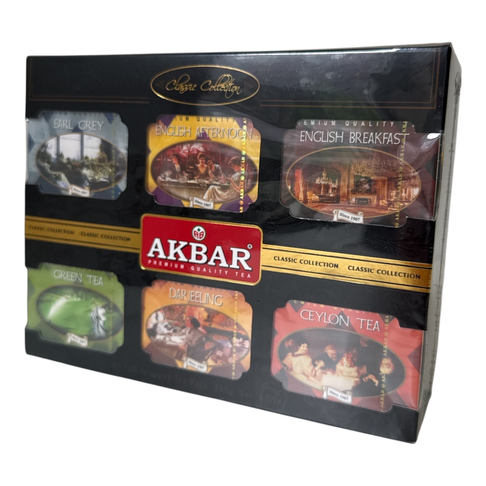Akbar Classic Collection 60 Foil Tea Bags 115g – 5 Ceylon Tea Varieties Gift Box