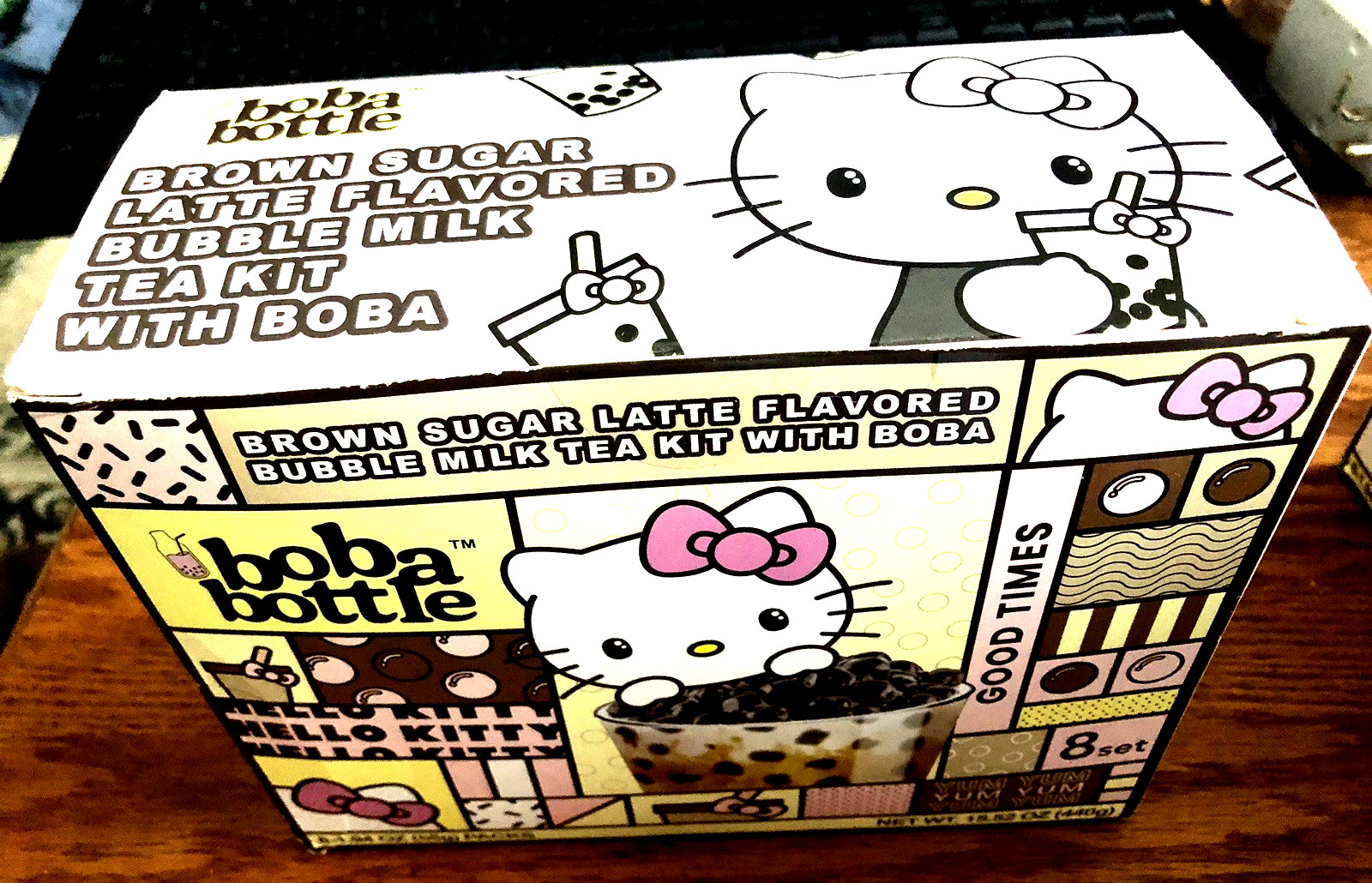 2 HELLO KITTY boba bottle BROWN SUGAR LATTE FLAVOR BUBBLE MILK TEA KIT 10/2025