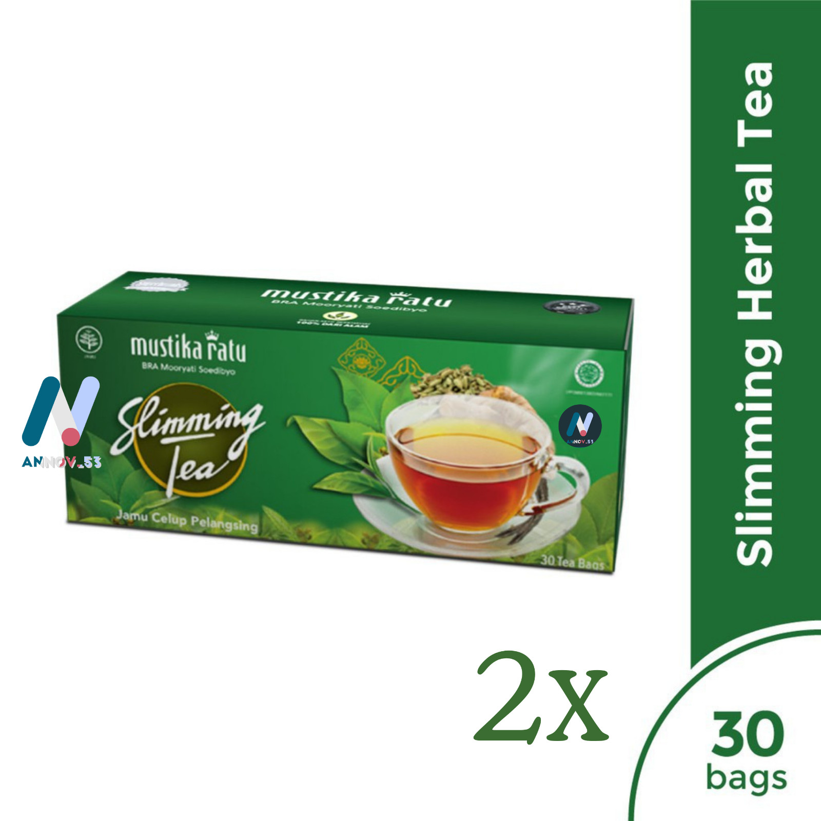 MUSTIKA RATU Slim Herbal Green Tea Antioxidant Weight Loss Diet Fat Burner 2Pax