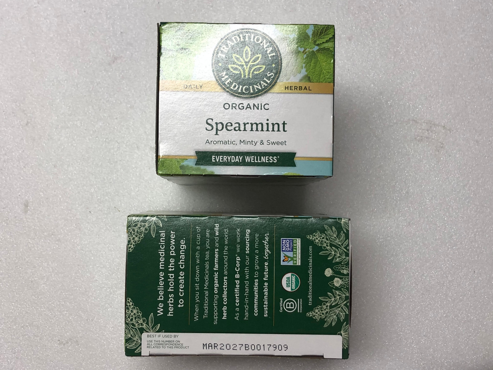 2 pack Traditional Medicinals Organic Spearmint Tea 16 Bags