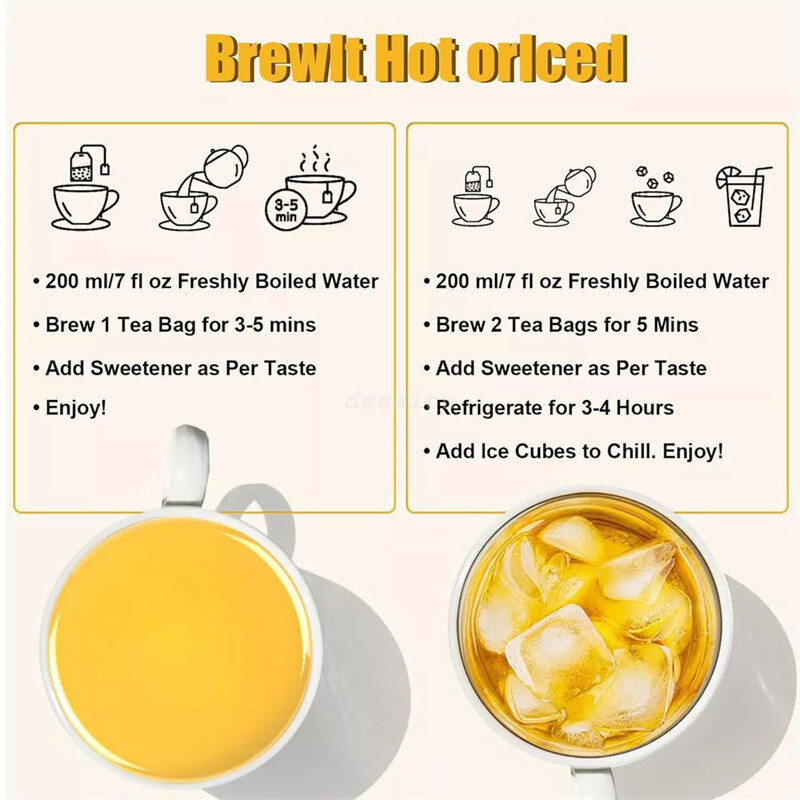 60Bags Turmeric Ginger Cinnamon Tea No Additive Support Brain Weight Sleep-Skin