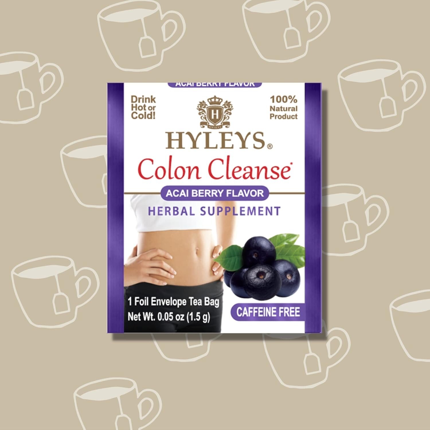 Hyleys Colon Cleanse Tea Acai Berry Flavor – 25 Tea Bags (1 Pack)