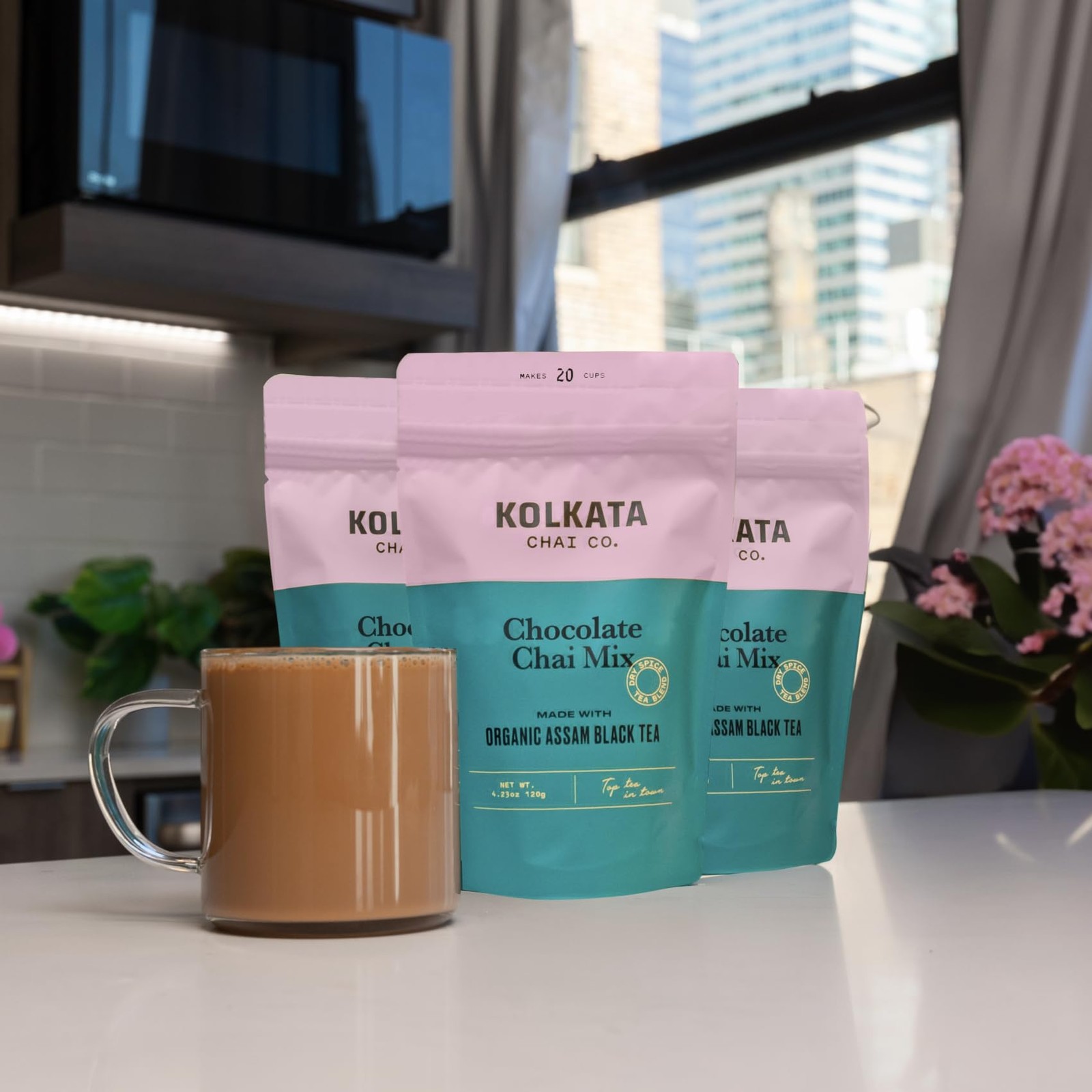 Kolkata Chai Chocolate Chai mix, 100% Organic Black Tea, Makes 20 cups, Premi…