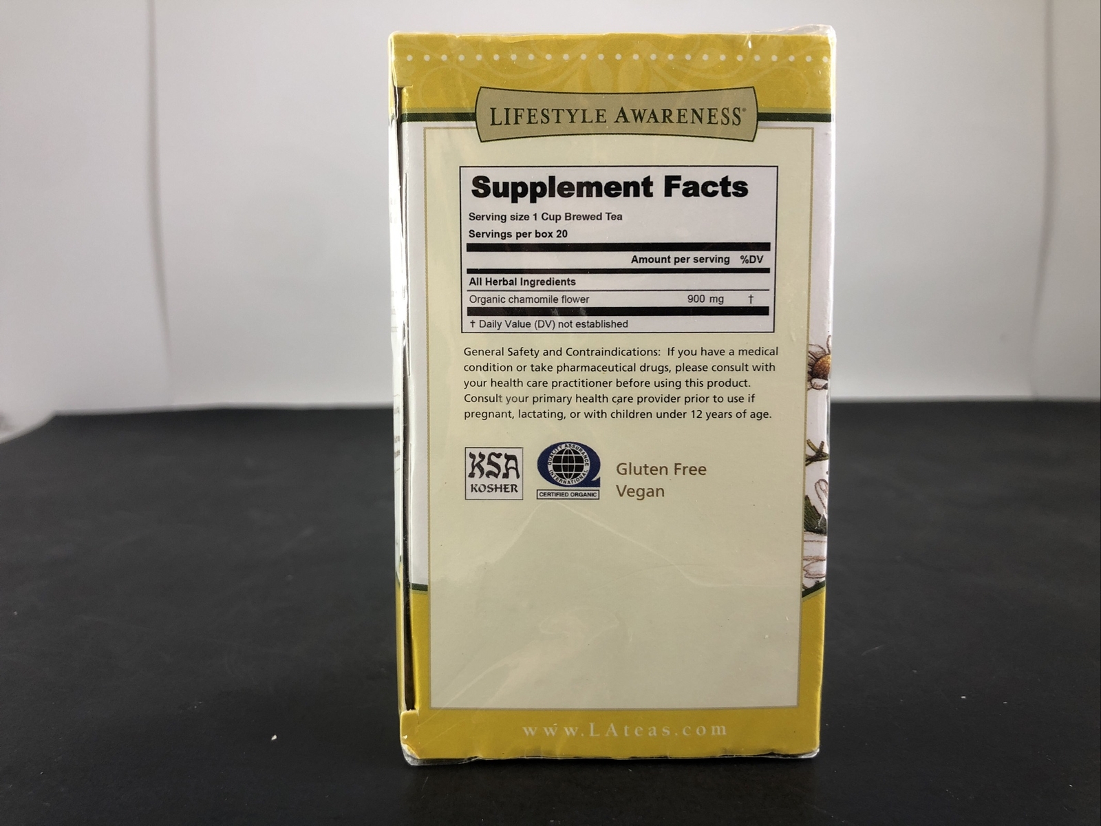 Lifestyle Awareness, Organic Chamomile Tea, Caff Free 20 tea bags(2packs)Ex1/24