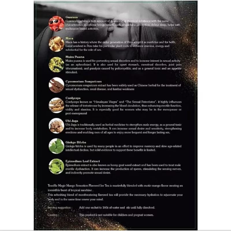 Teariffic Magic Mango Sensation Sexual Men Herb Energy Coffee 2 Box (24 sachets)