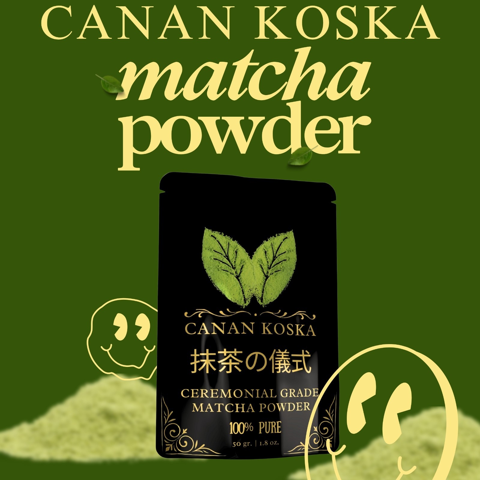 Canan Koska Ceremonial Grade Matcha Powder 1.76oz (50g) Pack of 3