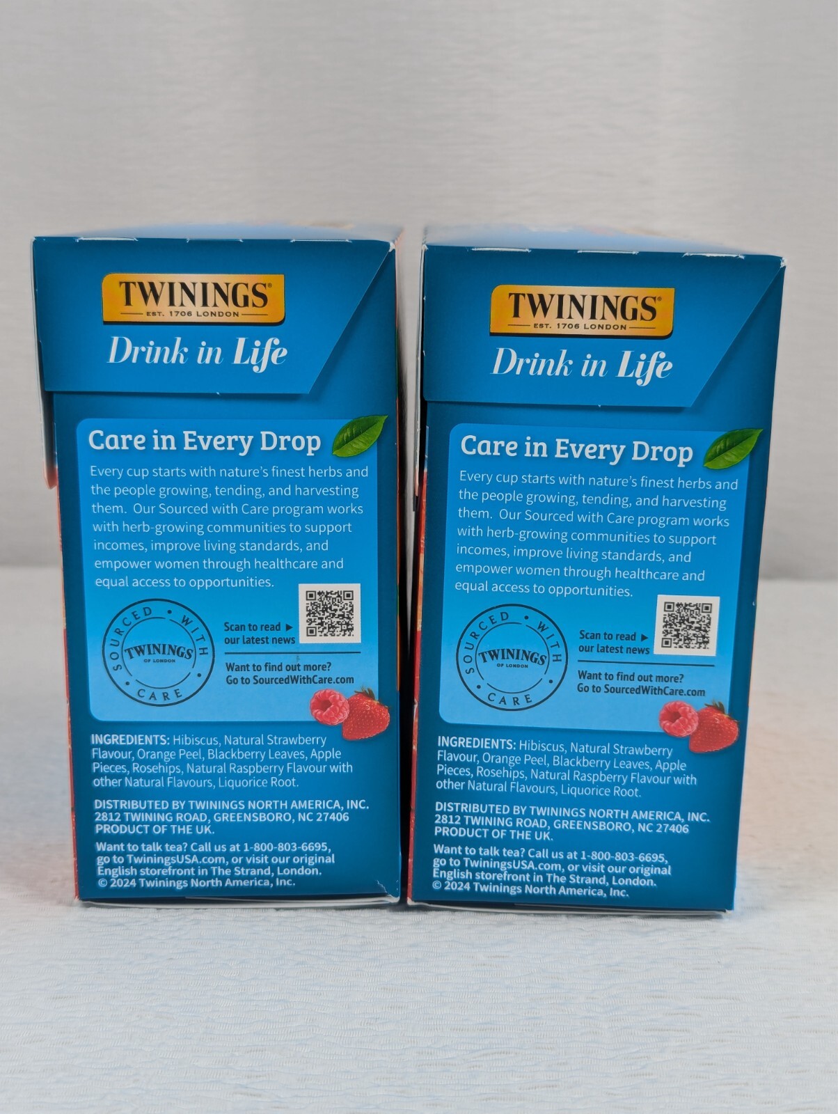 Twinings – Strawberry & Raspberry – Iced Tea Bags – 72 ct – 2 Packs – exp: 01/27