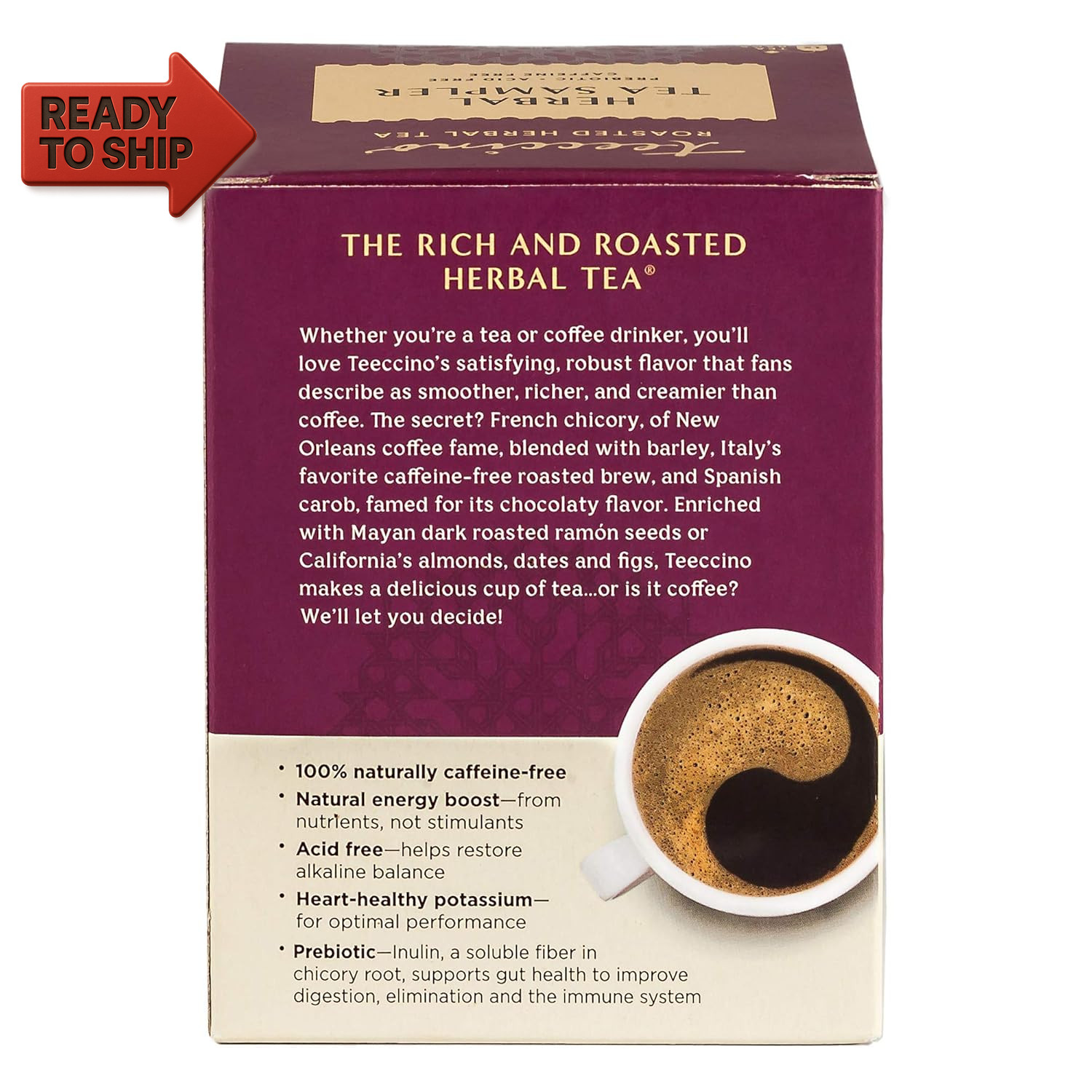 Teeccino Herbal Tea Sampler Assortment – 12 Tea Bags – Maca Chocolaté, French Ro