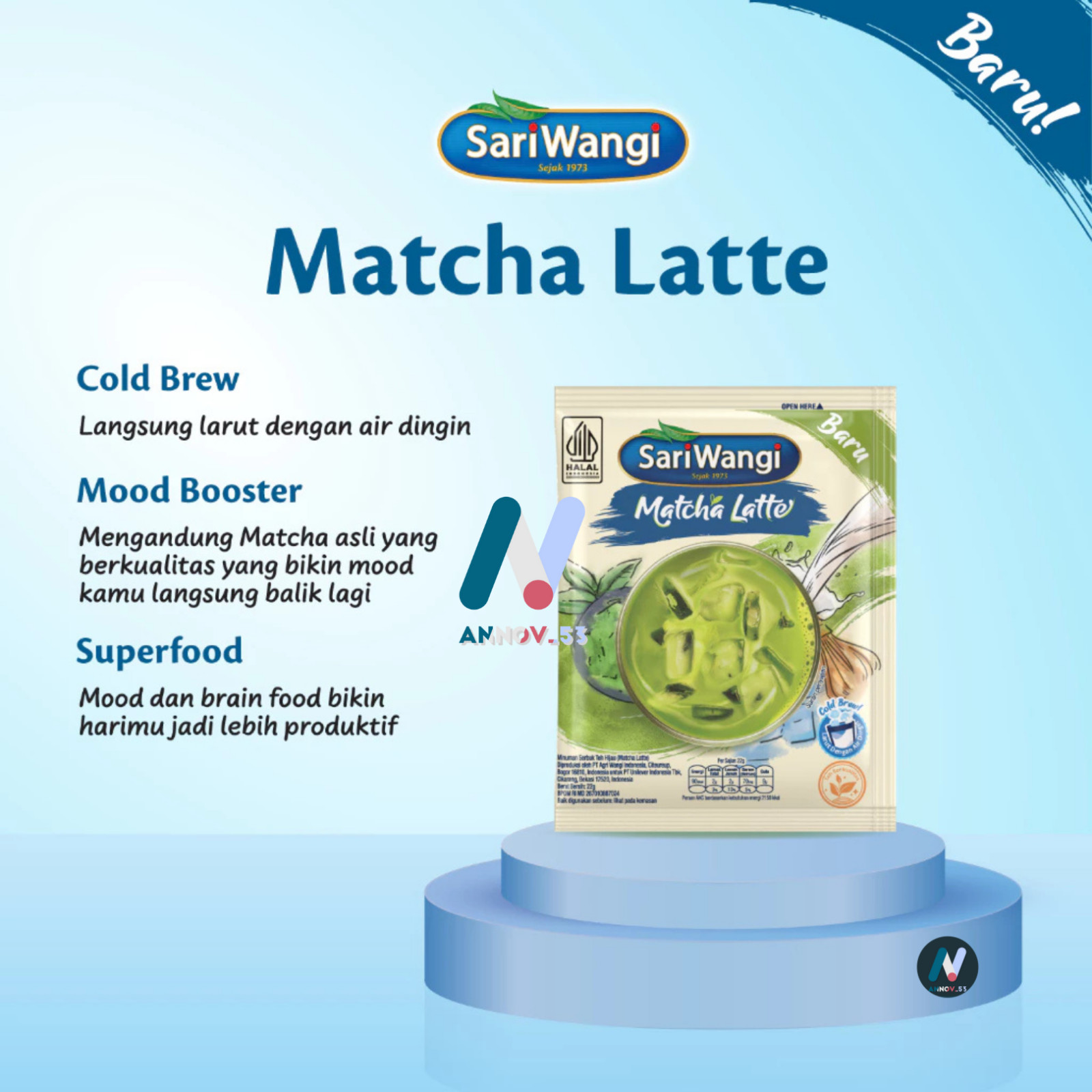 SARIWANGI Matcha Latte Earl Grey Milk Green Tea Drink Super Food Mood Booster