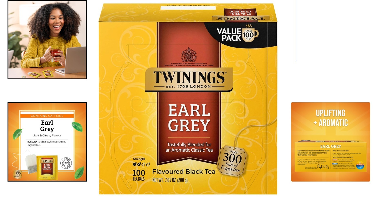 Classic Earl Grey Tea – 100 Individually Wrapped Bags for Hot or Iced Enjoyment