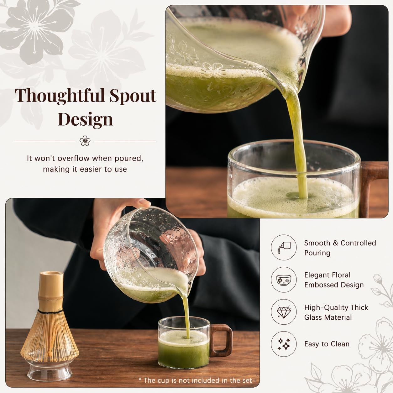 Buucup Matcha Whisk Set, Glass Matcha Kit Set Includes Matcha Bowl, Matcha Wh…