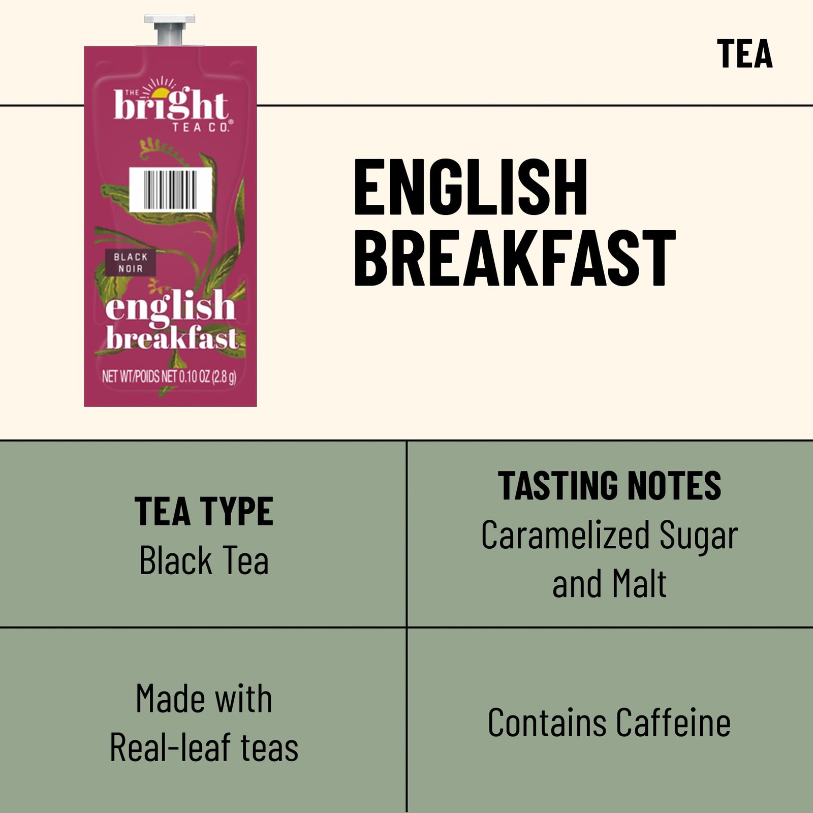 THE BRIGHT TEA CO., English Breakfast Tea Freshpacks for MARS DRINKS FLAVIA B…