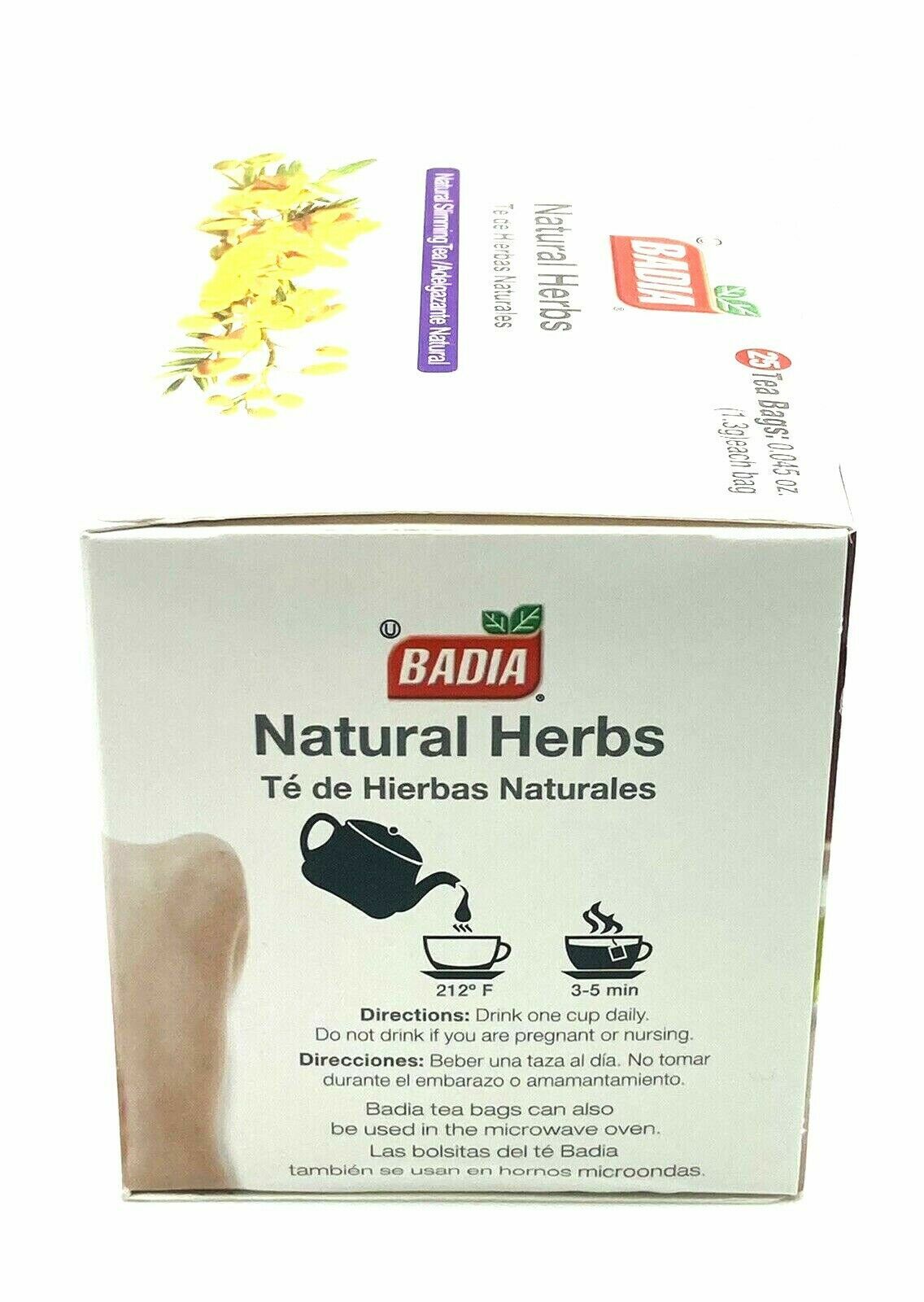 (Pack of 2) Badia Natural Herbs Slimming Tea, Caffeine-Free, 25 Tea Bags