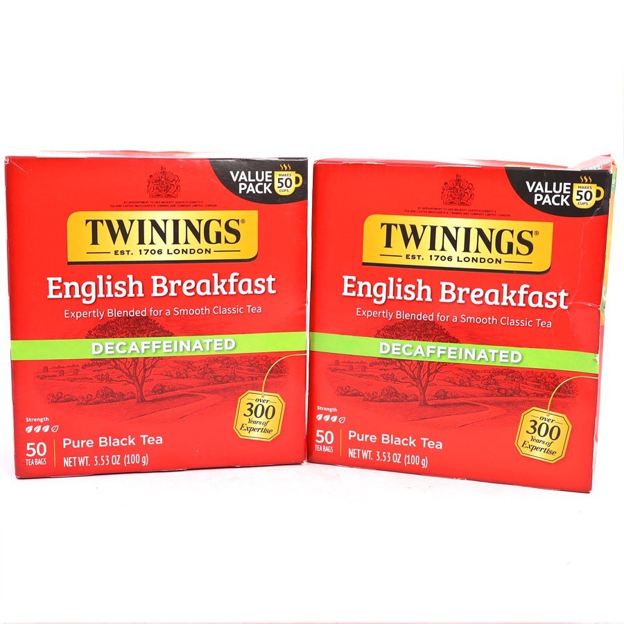 Twinings, English Breakfast, Decaffeinated 50 Tea Bags, 2 Boxes, Best By: 10/27