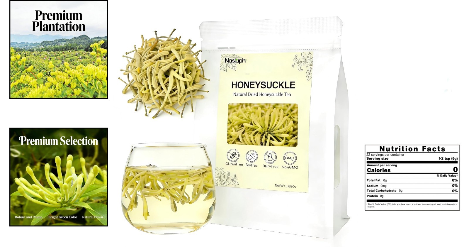 Dried Honeysuckle Herbal Tea Honeysuckle Buds, 3.88Oz/110g Natural Honeysuckle