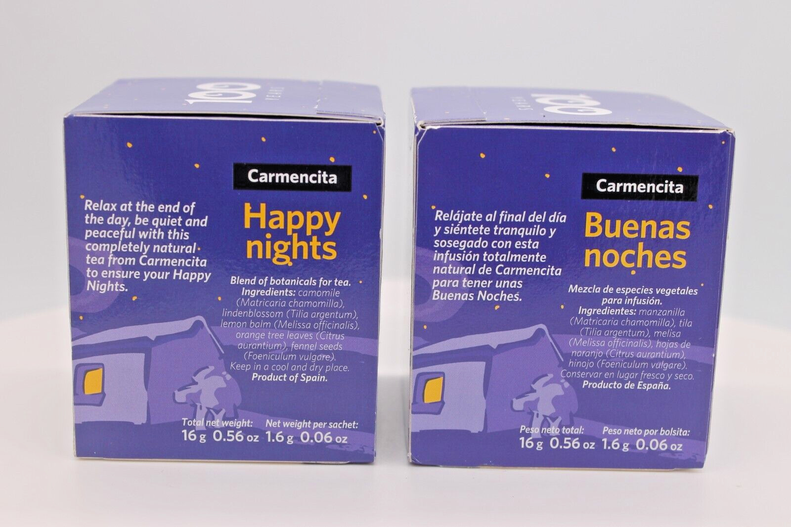2 Carmencita Happy Nights Tea. Buenas Noches (10 bags/each box ) 16g (0.56oz).