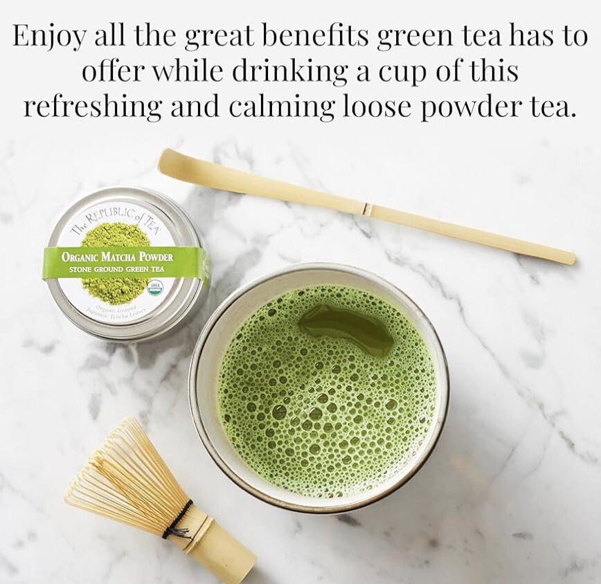 Organic Matcha Stone Ground Green Tea Powder Republic Of Tea ~1.5oz 30 Cups