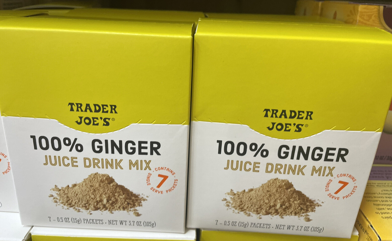 2 Pack Trader Joe’s 100% Natural Ginger Drink Mix 14 – 0.5oz (15g) Packets