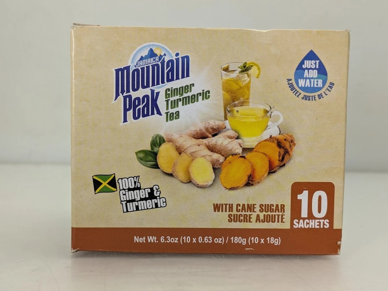 Jamaica Mountain Peak Ginger Turmeric Tea Keto Gluten-Free 20 Sachets Total
